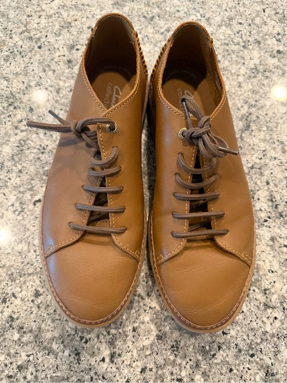 Clarks Men's Brown Leather Lace-Up Derby Sneakers